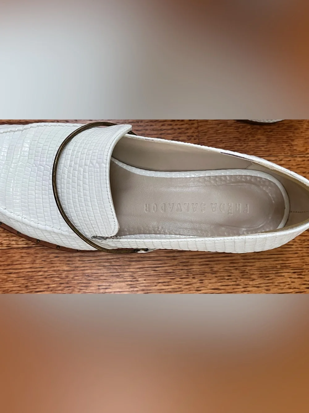 Freda Salvador White reptile-embossed loafers, 6 - Picture 4 of 12